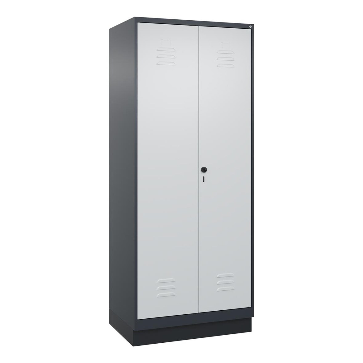 C+P Putzmittel-Spind Classic PLUS, Sockel, 2 Abteile, 1950x800x500mm, 7016/7035