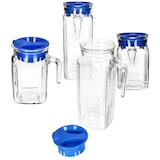 thumbnail of 4x KARO & KORA Kühlschrankkrug mit Deckel blau 1L & 0,5L Glas-Karaffe Kanne Saft