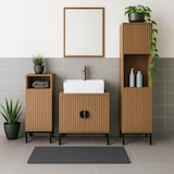 thumbnail of Waschbeckenunterschrank HWC-O42, Schrank Badezimmer Badschrank mit 2 Türen, MDF Melamin 62x63x35cm ~ Holzoptik natur