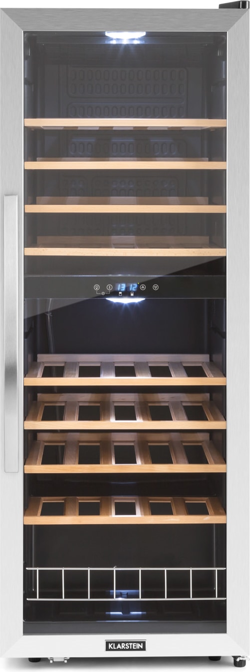 Klarstein Vinamour 54 Duo Weinkühlschrank 2 Zonen 148 Ltr 54 Fl Touch-Display Schwarz