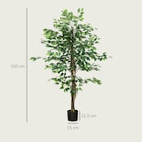 thumbnail of HOMCOM ficus artificial con maceta 150 cm planta artificial con 882 hojas para interiores decoración en salón oficina casa verde