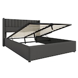 thumbnail of Merax Doppelbett 140x200 Polsterbett aus Leinen mit Lattenrost & Hydraulische Stauraum Grau