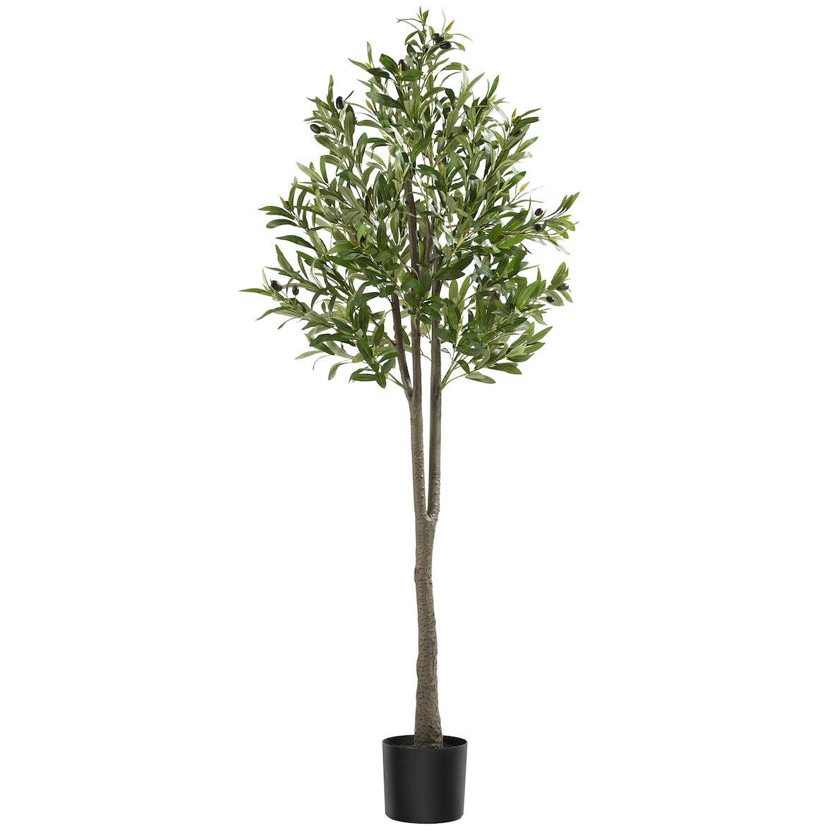 tectake Árbol de olivo artificial OLEAND, con textura realista  Verde