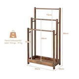 thumbnail of COSTWAY vrijstaand handdoekenrek, houten handdoekenrek met 3 handdoekstangen, onderste plank en kantelbeveiliging