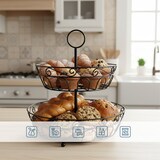 thumbnail of Relaxdays Obst Etagere, 2-stöckig, Metall, HxD: 30 x 31 cm, Obst, Gemüse, mit Griff, runde Obstschale, Obstkorb, schwarz