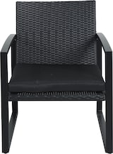 thumbnail of aro Set di mobili da esterno, acciaio/rattan sintetico, 2 poltrone, 1 divano, 1 tavolo, con cuscini, resistente alle intemperie, nero, 4 pezzi