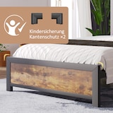 thumbnail of Merax Metallbett Einzelbett 90 x 200 cm mit Stauraum-Kopfteil, Metall Bettgestell Bettrahmen Für Erwachsene, Schwarz Industrielles Bett