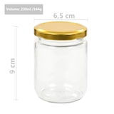 thumbnail of vidaXL Jampotten met goudkleurige deksels 48 st 230 ml glas