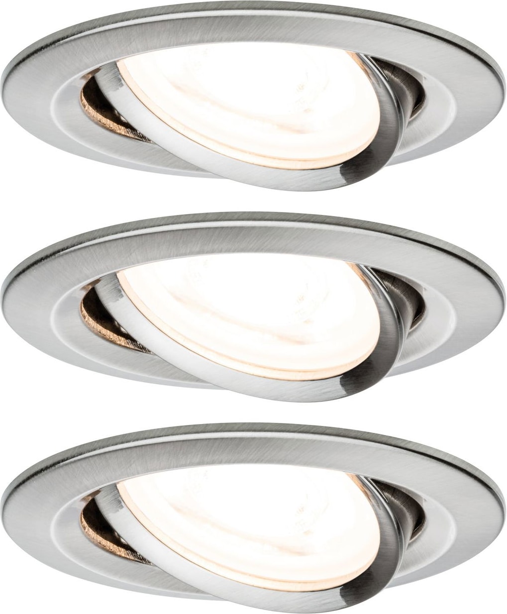 Paulmann LED Einbauleuchte 3-Step-Dim Nova Basisset schwenkbarrund 84mm 50° GU10 3x6,5W 3x460lm 230V dimmbar 2700K Eisen gebürstet 93465
