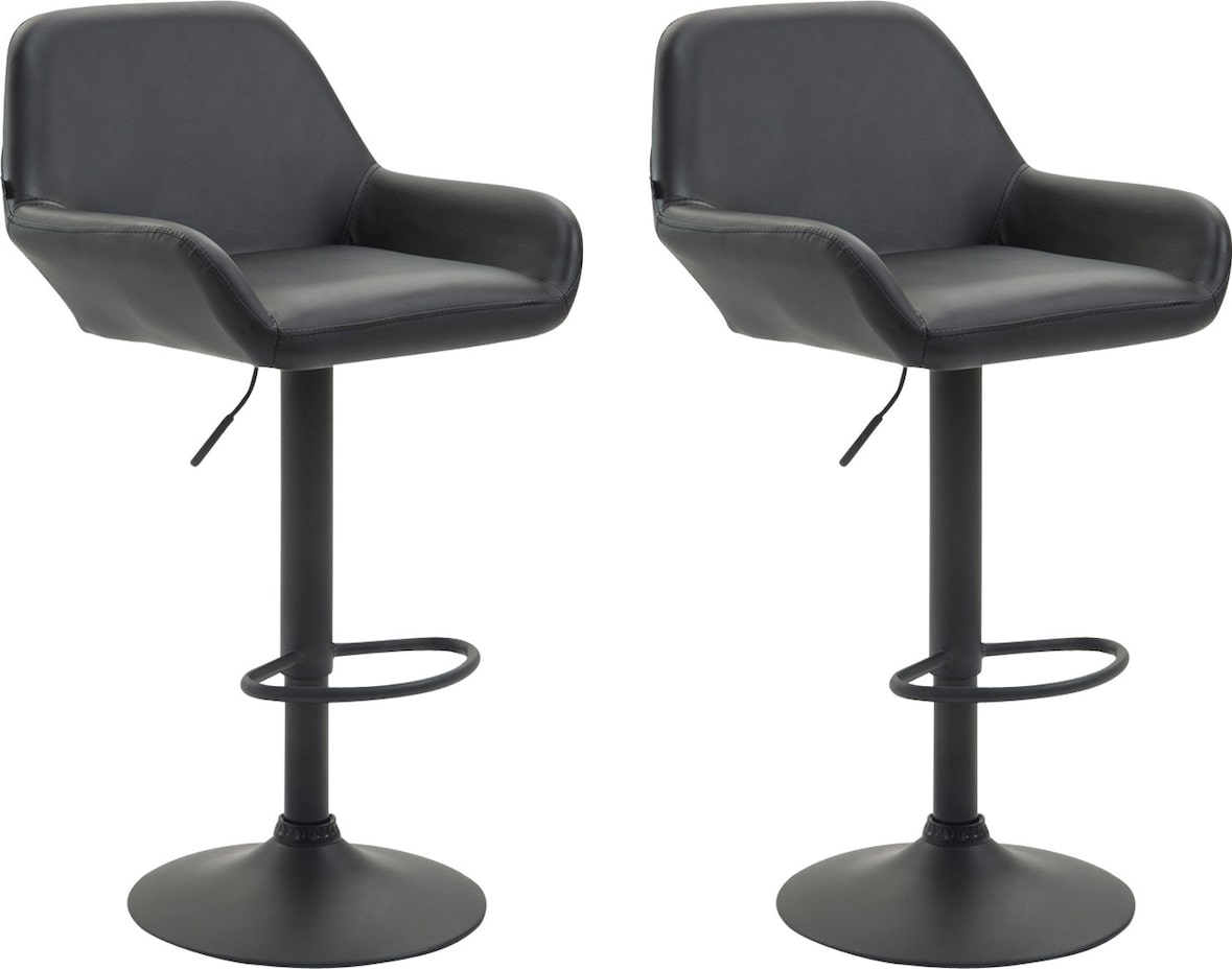 DELUKE® Barhocker 2er Set DUBLIN - Schwarz, Kunstleder, Schwarz | Barhocker mit Lehne Barstuhl Tresenhocker Tresenstuhl Kneipenhocker Kneipenstuhl