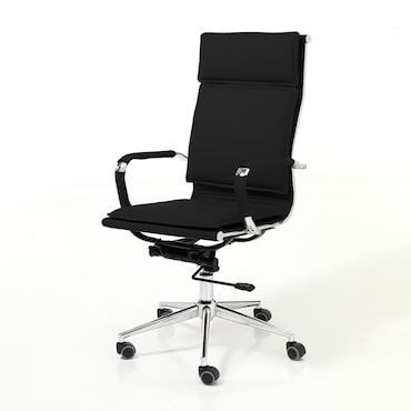 Oreste Luchetta poltrona da ufficio PALY BLACK in pelle sintetica H.110 x L.57 x P.66 cm Nera