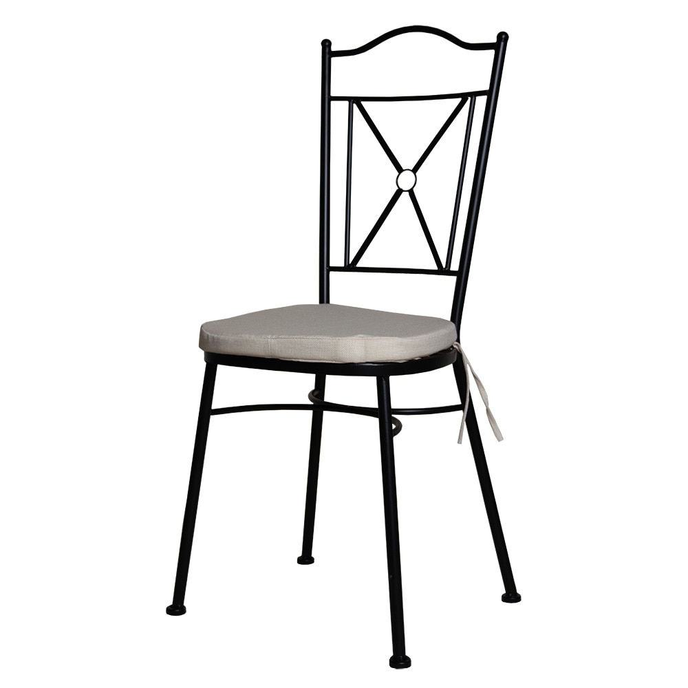 Silla de Forja Apilable Negra Cojín incluido 93.5 x 34.5 x 37cm EME Mobiliario