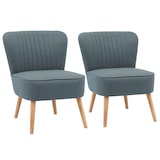 thumbnail of Lot de 2 fauteuils style crapaud en tissu bleu foncé