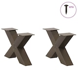 thumbnail of Helloshop26 - Set di 2 gambe robuste per tavolino da caffè a forma di X 60 x 30 cm con piedini regolabili design moderno acciaio 02_0057215
