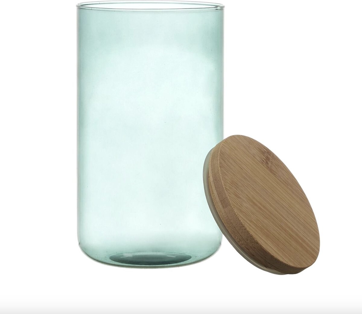 WDMT Vorratsglas aus Glas mit Bambusdeckel – 1 Liter – ø 10 x 18,4 cm – luftdichter Verschluss – Blau