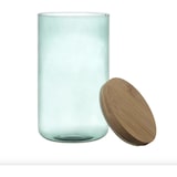 thumbnail of Glazen voorraadpot met bamboe deksel - 1 liter - ø 10 x 18,4 cm - Sluit lucht dicht af - Blauw