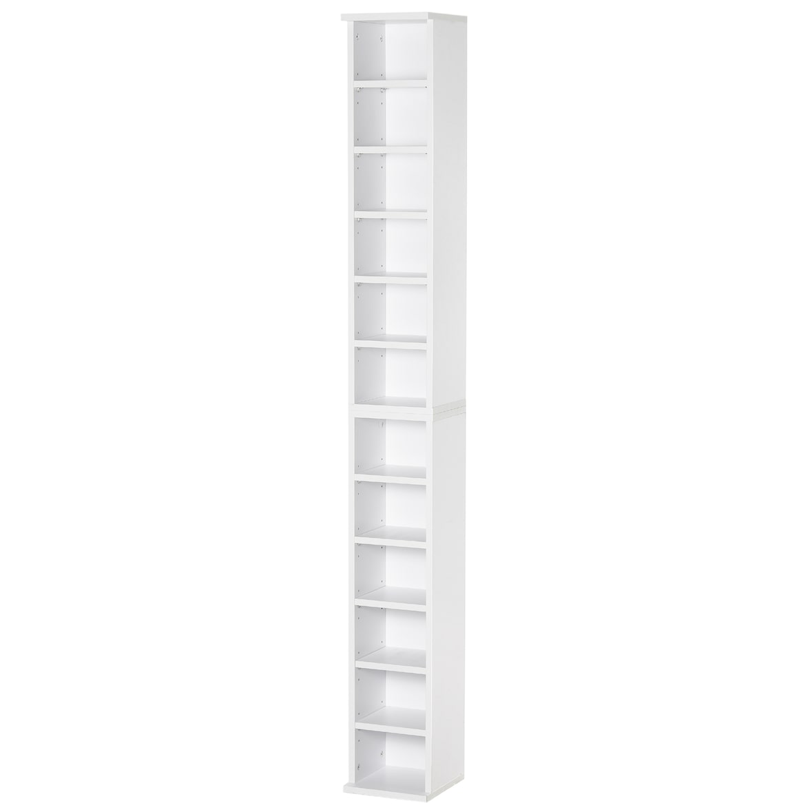 HOMCOM estantería para cd soporte para cd o dvd 12 compartimientos para 204 cd's estante ajustable salón dormitorio oficina 2 unidades 21x22,5x88,5 cm