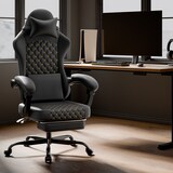 thumbnail of Gamingstuhl mit Fußstütze Massagefunktion ergonomisch Schwarz 121x63x59 cm mit 90 105 135 Grad Neigung, verstellbarer Kopfstütze