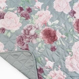 thumbnail of Tagesdecke Überwurf Bettüberwurf 220x240 Rosa Sofaüberwurf Blumen Rosen Bordeaux Grün Gesteppt Wattiert warm