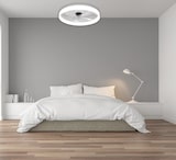 thumbnail of Ventilateur de plafond avec lumière, silencieux DC, télécommande, BLANC, Ø 50cm, tonalité lumineuse réglable et dimmable.
