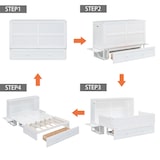 thumbnail of Mobiles Schrankbett 140x200 mit Schubladen und Regalfunktion, Kiefernholz/MDF, weiß – Platzsparend und funktional für kleine Räume