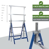 thumbnail of 2x Arbeitsbock 7-fach höhenverstellbar bis 400 kg Stahl verzinkt lackiert blau Klappbock Gerüstbock