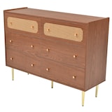 thumbnail of Merax Rattan Schubladenkommode mit 6 Schubladen Sideboard Highboard B120 x T40 x H90 cm Braun