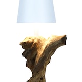 thumbnail of SalesFever Lampe de table  avec batterie LED | Cadre en bois flotté / abat-jour en métal | L 13 x P 13 x H 29 cm | Naturel – Blanc