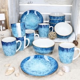 thumbnail of Marina 18tlg Frühstücksset Porzellan 6 Pers kleine Teller Schale Becher blau