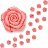 thumbnail of 20 Satinrosen 15mm kleine Rosenköpfe Stoffrosen mini Stoffblumen Satinröschen Streudeko Tischdeko Vasenfüllung Geschenkdeko Floristik Koralle