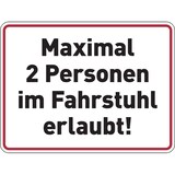 thumbnail of Hinweisschild, Maximal 2 Personen im Fahrstuhl erlaubt!, Folie, 150 x 200 mm - 200x150 mm Folie selbstklebend