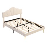 thumbnail of Luxuriöses Polsterbett 90x200 Beige mit verstellbarem Kopfteil, goldenen Eisenbeinen, stabilem Massivholzrahmen und Stauraum