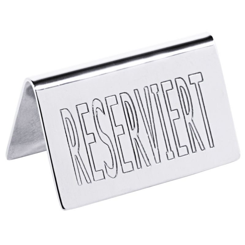 Contacto Tischschild RESERVIERT, mit geprägten Buchstaben