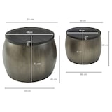 thumbnail of Design Couchtisch 2er Set Mango Massivholz Satztisch Rund Silber, Wohnzimmertisch Aluminium abnehmbarer Deckel, Beistelltisch Modern Metall / Holz