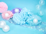 thumbnail of 100x Papierpompons, blau, 25cm
