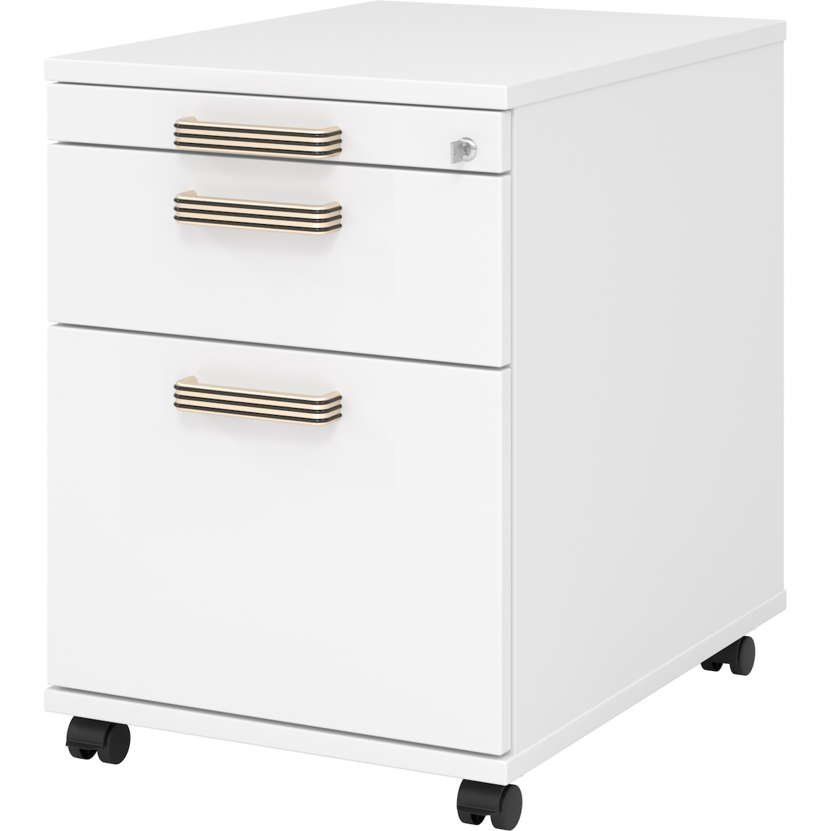 bümö Rollcontainer mit Hängeregistratur, Container abschließbar aus Holz in weiss - Rollwagen für's Büro mit Hängeregister als Schreibtisch