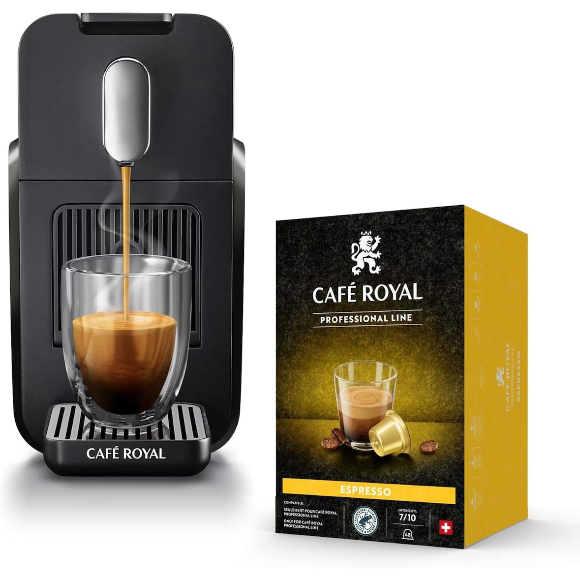 Café Royal Pro | Machine à Café BRAVA | Compatible avec Capsules Machine Pro Uniquement | Bureau & Entreprise | 48 Capsules Offertes