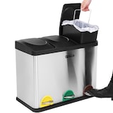 thumbnail of WellHome - Caixote do lixo ecológico 45 litros com 3 compartimentos (3x15L), cor Prateada - 58,5x40x46cm
