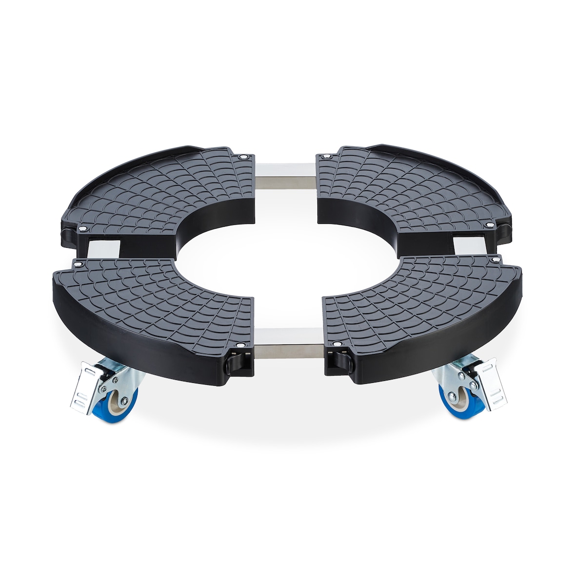 Relaxdays Pflanzenroller, ausziehbarer Blumenroller, Ø 40 - 57,5 cm, Kunststoff, max. 200 kg, innen & außen, dunkelgrau