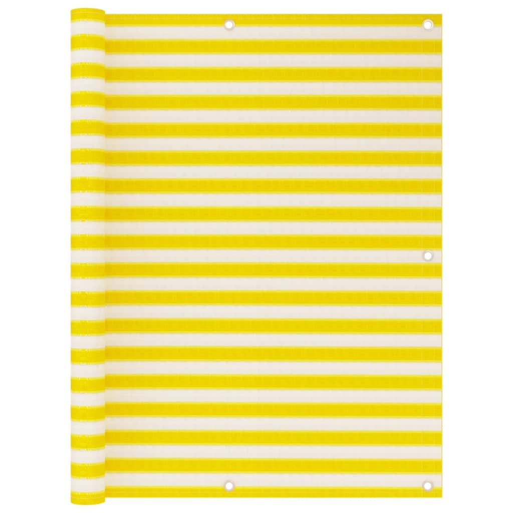 Écran de balcon Jaune et blanc 120x600 cm PEHD Modèle Costa Brava