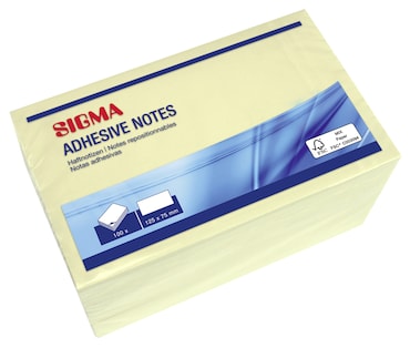 SIGMA Bloc de notes autocollantes, 125 x 75 mm, rectangulaire, jaune pastel, 600 feuilles