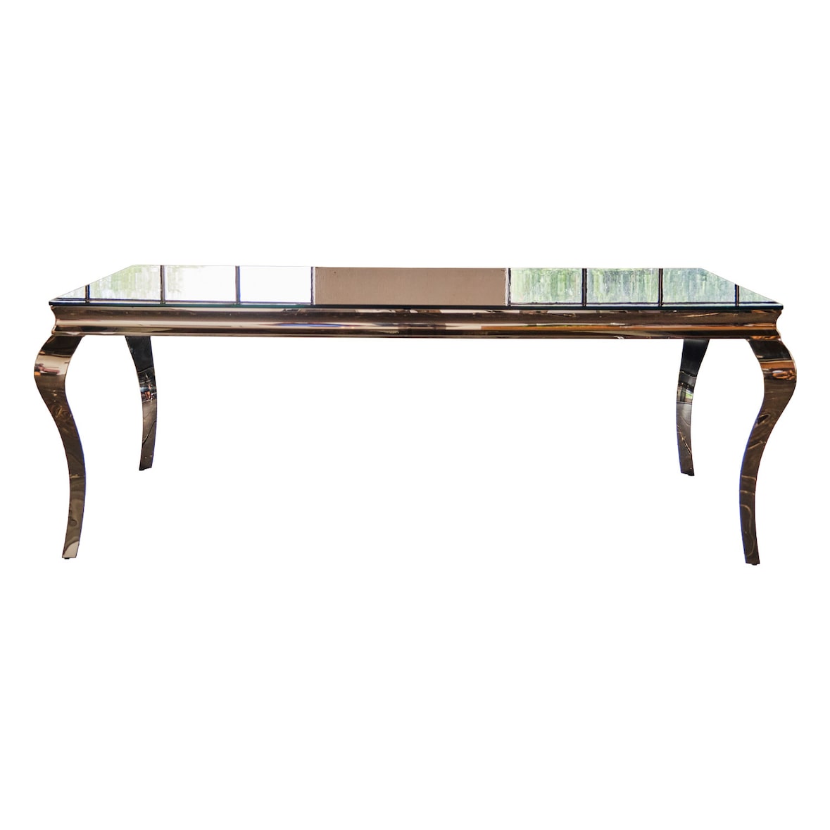 KAWOLA Mesa de comedor AMARA mesa barroca marco de cristal acero inoxidable 200x100cm