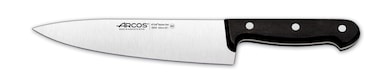Arcos Cuchillo Cocinero Cuchillo Chef Cuchillo Cocina Arcos, Hoja de Acero Inoxidable NITRUM de 200 mm, Mango de Polioximetileno (POM), Color Negro