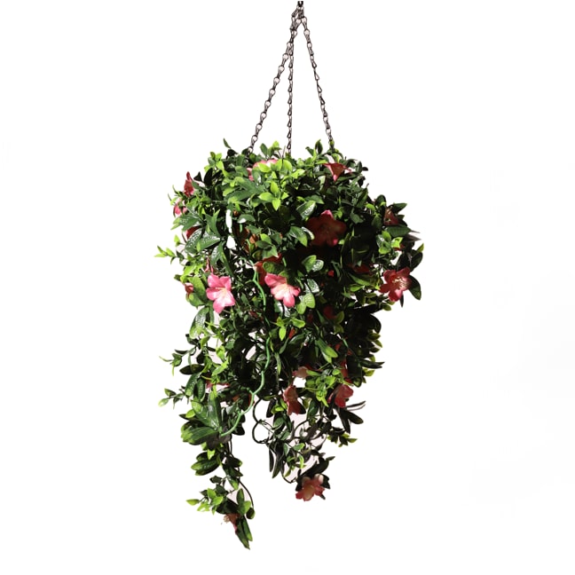 Jardinera artificial Lirio Rosado| Naturing Monde - Diametro 30cm -Para interior y exterior - Material 100% HDPE alta calidad