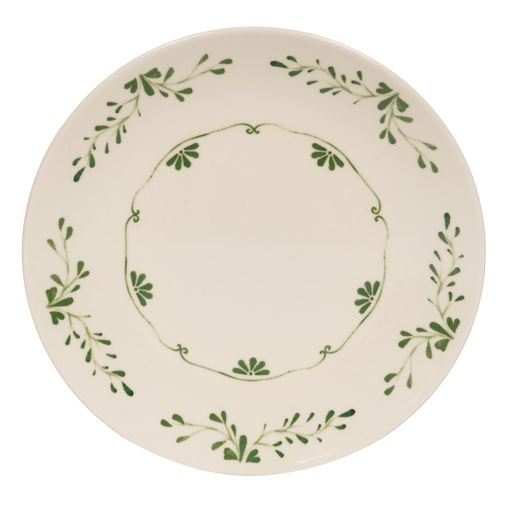 Plat rond Appoline vert 32 cm -  Rond Grès Table Passion 33.00x33.00 cm