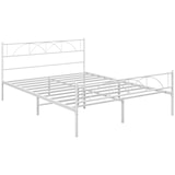 thumbnail of Cama doble 135x190 cm estructura de cama somier con cabecera listones de acero y espacio de almacenamiento debajo de la cama carga 330 kg blanco