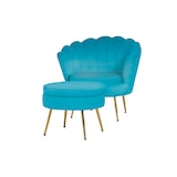 thumbnail of SalesFever Shell fauteuil | hoes velours stof | frame metaal goudkleurig | B 78 x D 76 x H 78,5 cm | blauw