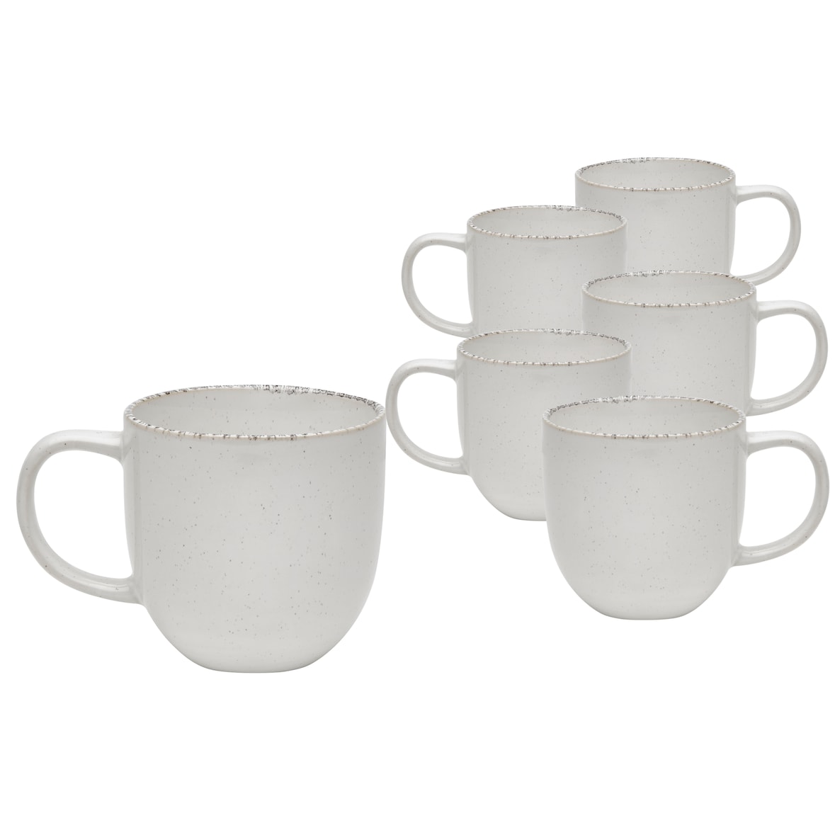 Van Well | URBAN Kaffeebecher 32 cl creme 6er Set  - Steinzeug stylisch, handlicher Kaffee -  Tee Becher