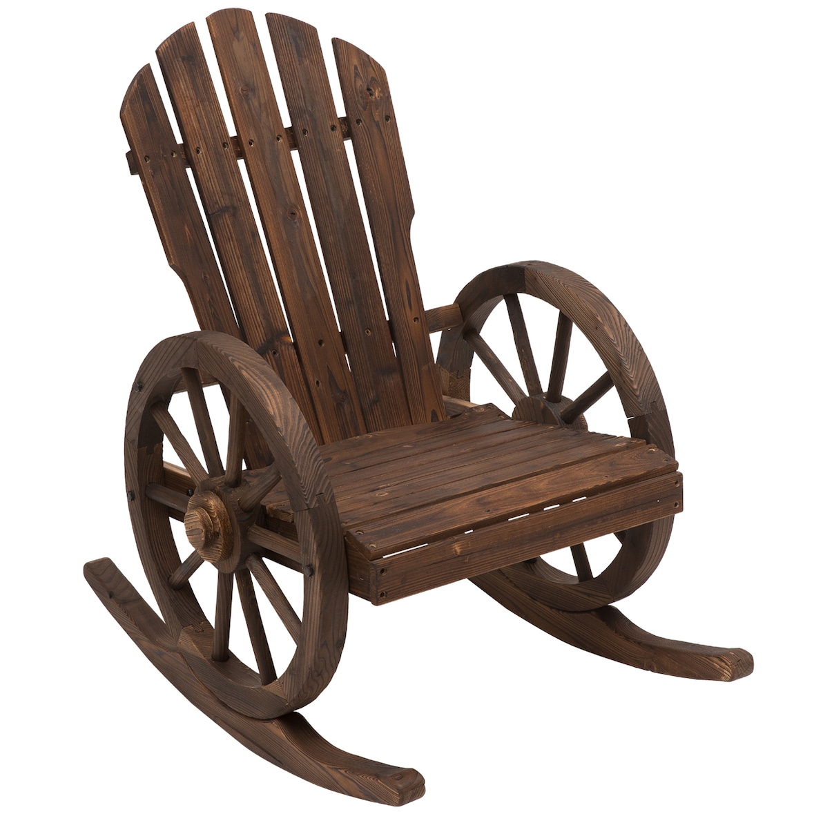 Mecedora de Madera para Terraza Sillón Balancín para Exteriores 88x68x92 cm