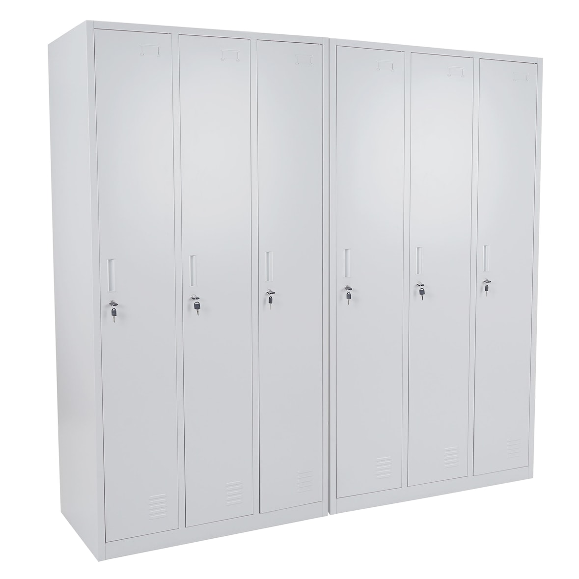 Schließfach Boston T829, Spind Wertfachschrank Schließfachschrank, Metall 6 Fächer ~ grau
